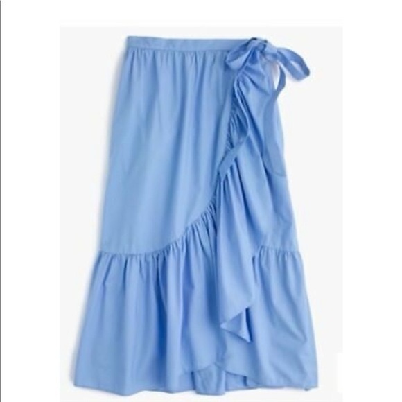 J Crew Ruffle Wrap Midi Skirt
A Line Tie Periwinkle Blue Size 4 - Picture 4 of 10